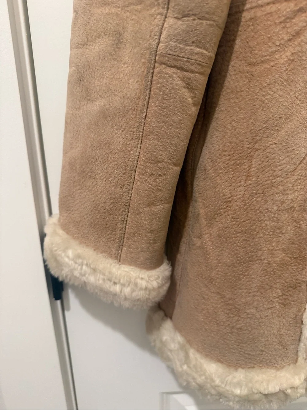 Vintage Steve Madden Genuine Leather Shearling Coat Tan Small